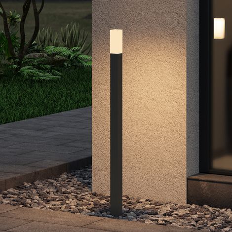 doporro Pollerleucht Standleuchte Wegeleucht aus Aluminium für den Außenbereich, Standlampe 80 cm Höhe IP65 Rechteckig Schutzklasse LED 3000K Sandgrau dunkel Deus Lumina