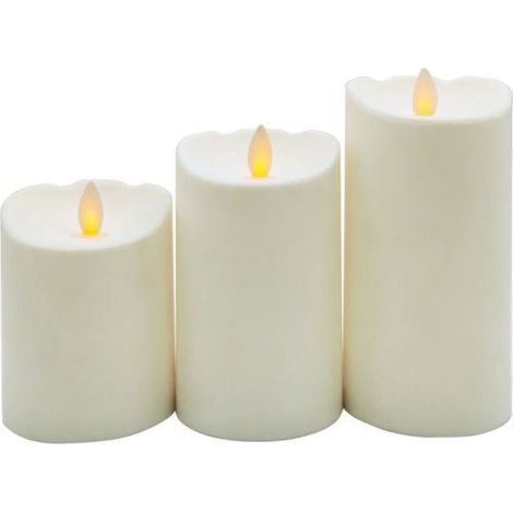 Confezione da 3 candele decorative a LED in cera 100 - 120 - 150 mm