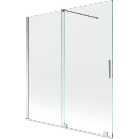 Mexen Velar mampara de ba帽o de 2 hojas correderas 150 x 150 cm, transparente, cromo - 896-150-000-01-01