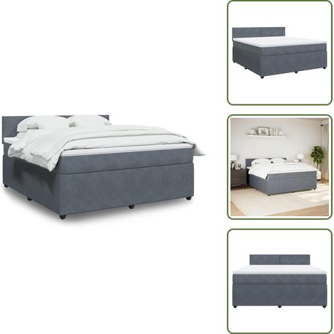 Colchón terciopelo - vidaXL Cama box spring con colchón terciopelo gris oscuro 180x200 cm - Cama con cabecero