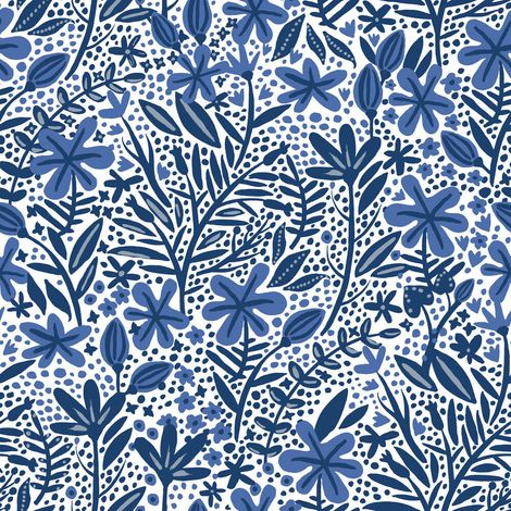 Papier peint rouleau auto-adhésif - Motifs floraux - Bleu (1/5)