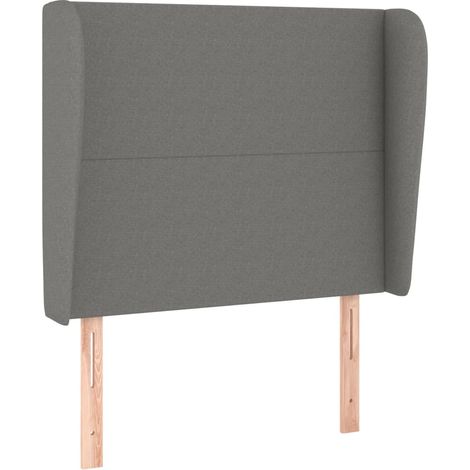 Testiera  Testata del letto ad Orecchio Grigio Scuro 93x23x118/128 cm in Tessuto (1/4)