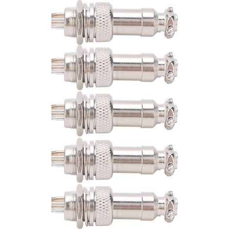 Connecteur avion GX12 6 broches 5A 450V, fiche femelle mâle métallique, connecteur panneau châssis, lot de 5 pièces, câblage fil, fixation robuste. (1/5)
