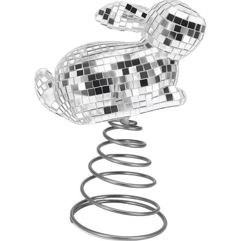 Disco Bunny Christmas Tree Topper, Easter Tree Topper Bunny Christmas Trees Top Décoration, Décor de Pâques fait à la main Disco Rabbit TreeTopper (B) (1/5)
