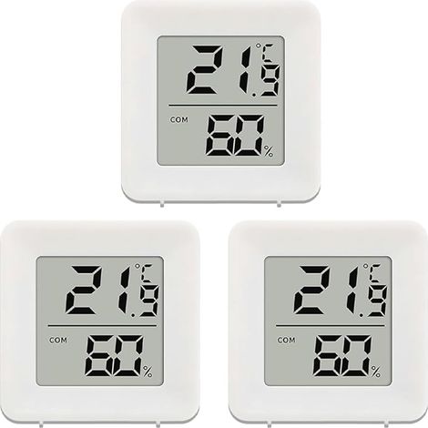 3 pièce Thermomètre Hygrometre Intérieur, Mini Termometre Maison Digital Haute Précision, Moniteur de Température et Humidimètre Indicateur du Niveau de Confort pour Maison, Bureau, Chambre (1/5)