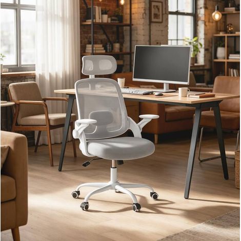Sedia da ufficio 63.5x47x109.5-117.5 cm grigio chiaro in rete e metallo ergonomica (1/5)