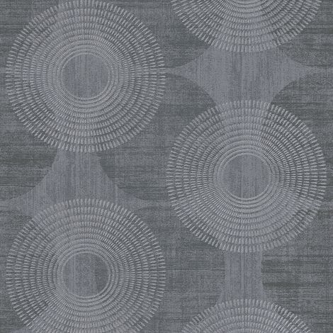 Papier peint gris anthracite motif rond Tapisserie géométrique moderne pour salon Papier peint intissé chambre adulte (1/5)
