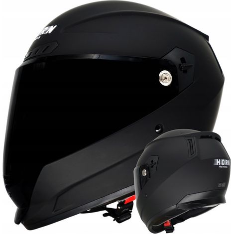 HORN MOTORRADHELM SCHWARZ UND KLAR, VISIER VORBEREITET FÜR INTERCOM XS