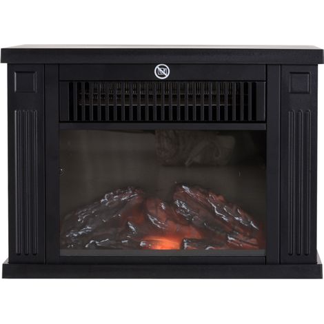 Cheminée électrique doté chauffant, poêle-cheminée électrique, ton noir, cheminée électrique avec effet flamme LED, cheminée décorative 600/1200 W (1/5)