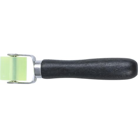 Rouleau en caoutchouc jaune transparent avec poignée en bois pour insonorisation automobile (1/4)