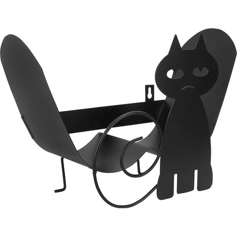 Porte-papier toilette Mikikit motif chat, en fer noir, grande (1/5)