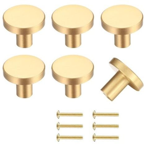 Set mit 6 Schubladengriffen mit 25 mm Durchmesser, goldene Möbelgriffe, runde Schrankgriffe zur Dekoration (1/5)