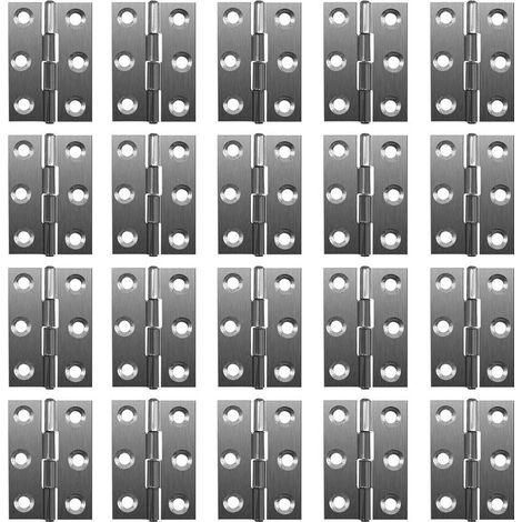 Lot de 20 charnières pliables à 180 degrés - En acier inoxydable - 20 mm - Avec 6 trous de montage - Charnières robustes (1/4)