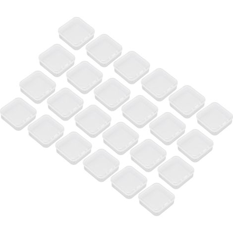 Boîte à bijoux transparente miniature de 24 pièces avec couvercle, petit contenant de rangement portable en plastique pour boucles d'oreilles perlées (1/5)
