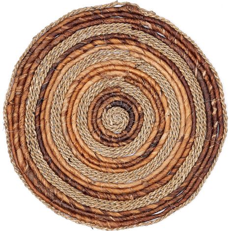 Set de Table Rond en Fibre de Banane et Jonc de Mer Style Bohème 38 cm Lot de 4 ou 6 - PANGIVO