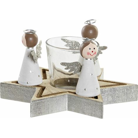 Weihnachtliche Kerzenhalter DKD Home Decor Kristall Holz (17 x 17 x 9 cm)