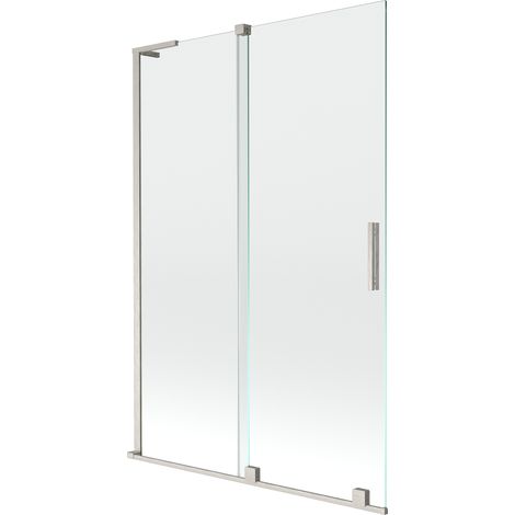 Mexen Velar L Badewannenfaltwand 2-flügelig Schiebesystem 120 x 150 cm, transparent, gebürstetes Nickel - 896-120-003-01-97 (1/5)