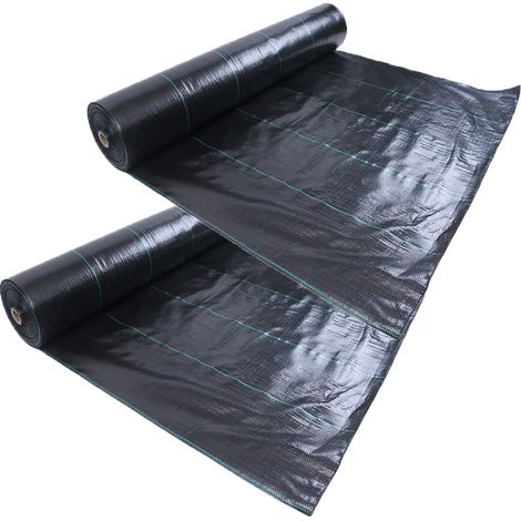 Lot de 2 toiles de paillage, toile anti-mauvaises herbes, toile de couverture pour serre, paillis résistant et épais, toile de couverture pour serre, paillis horticole, idéal pour les vergers et les s