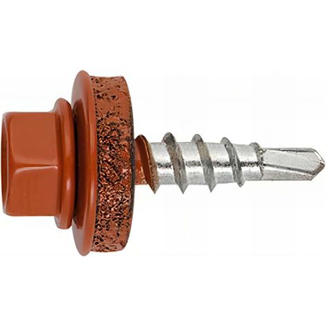 250 vis autoperceuses, tête hexagonale 8 marron cuivré 4,8 x 19 mm zingué spécial bac acier - AFMC144819 - Index (1/3)