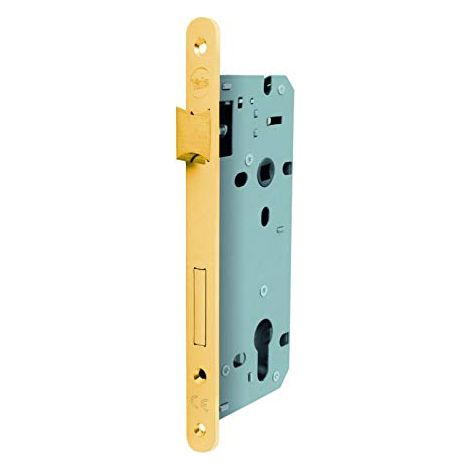 Serratura da Infilare per Porte in Legno Y52X - Frontale Arrotondato - Nichel Satinato - Entrata 50mm