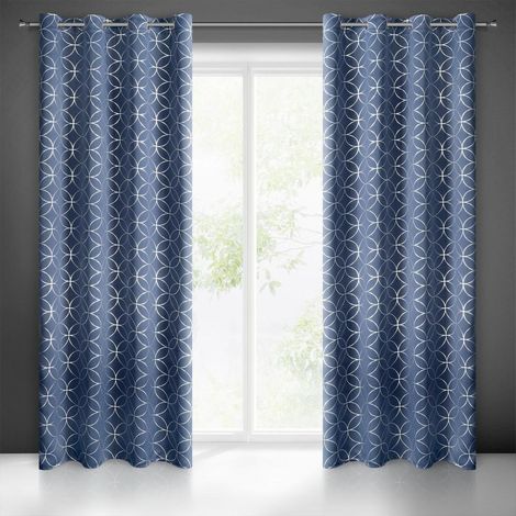 Verdunklungsvorhang 135x250 Abella marineblau silber fertig mit Ösen Blackout Eurofirany (1/5)