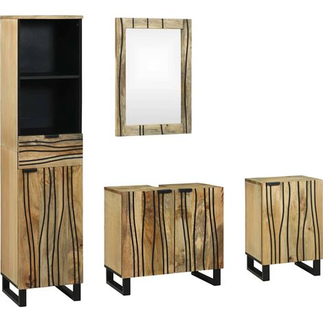 Badezimmermöbel-Set mit Schubladen 4 pcs Braun Holzwerkstoff (1/5)
