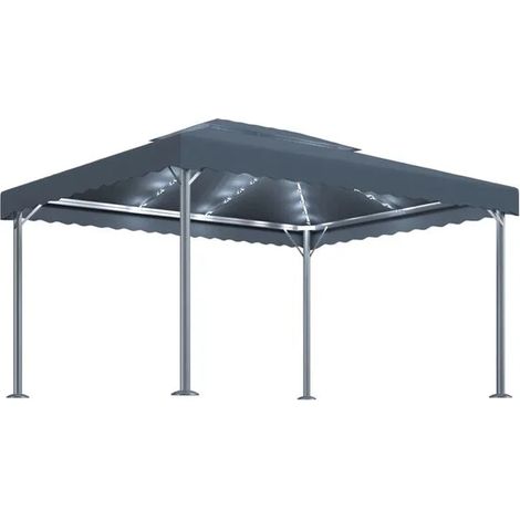 tonnelle et guirlande lumineuse LED de 4 x 3 mètres, aluminium gris anthracite (1/5)