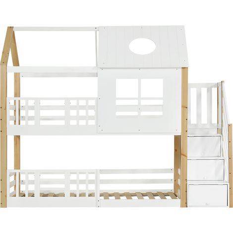 CAIziLit superposé cabane 90x200 escalier rangement, garde-corps, fenêtre toit (1/5)