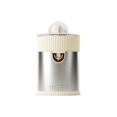 Guzzini, Sous Chef - Exprimidor de cítricos con tapa a prueba de polvo, 100 W, acero inoxidable, base orgánica, doble cono 2 en 1, boquilla antigoteo (crema)