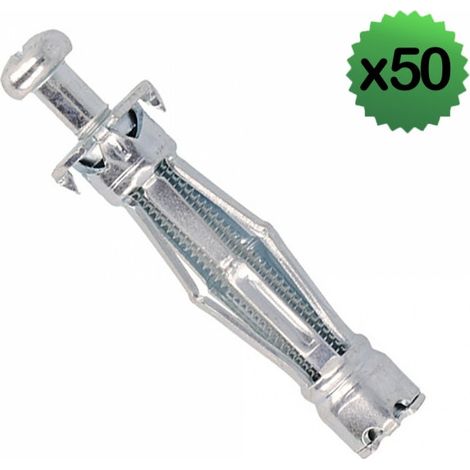 Cheville métallique à expansion x50 – Dimensions 11x50mm – Vis M5x57mm – Épaisseur cloison 6-16mm – Charge 40kg pour matériaux creux – Molly - M5x57