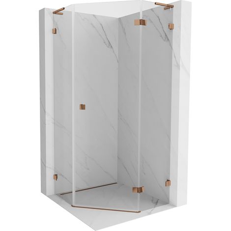 Mexen Lunar L Fünfeck-Duschkabine, rechte Schwingtür 80 x 80 cm, transparent, Roségold - 831L-080P-080L-60-00-P (1/5)