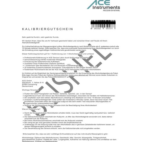 ACE 100082 Kalibrier-Gutschein (1/3)