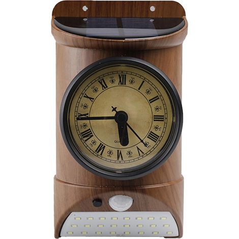 Horloge solaire d'extérieur avec détecteur de mouvement, étanche, applique murale solaire, éclairage paysager. (1/5)