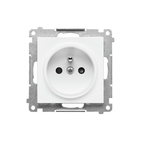 Base individual con toma de tierra y persianas (módulo) 16 A, 250 V, conectores rápidos: Blanco mate, SIMON55