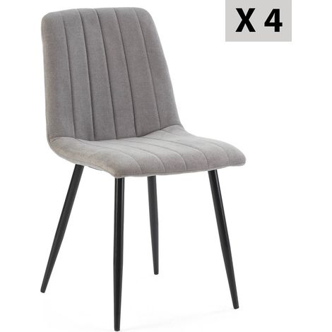 Pack 4 sedie Sagi rivestite in tessuto grigio