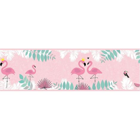 Animal pattern wallpaper wall Profhome 403758 self-adhesive border slightly textured with animal pattern matt pink green white 0.75 m2 (8.07 ft2) (1/5)