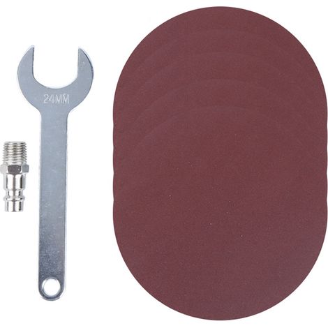 Ponceuse pneumatique KP-6504, machine à cirer et polir les voitures (5 pouces), interface japonaise, avec 5 feuilles de papier de verre rouge en feutre. (1/5)
