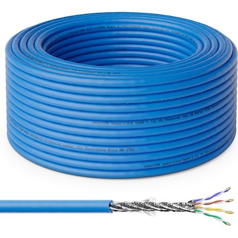 CAT 8 Netzwerkkabel – 10 m – Massives Kupfer S/FTP – 40 Gbit/s 2000 MHz – Inneninstallation LSZH – Blau (1/5)