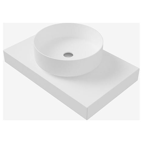 Arbeitsplatte mit zylindrischem Waschbecken aus SOLID SURFACE, mattweiß - Idral