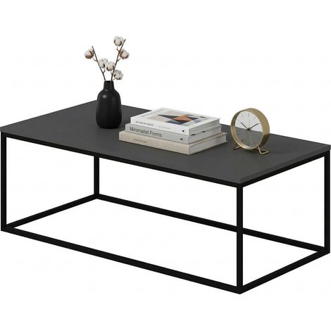 Couchtisch Arcella, Rechteckige Form, Tischplatte aus veredeltem Holz, Gestell Anthrazitfarben, 120x60x42h cm