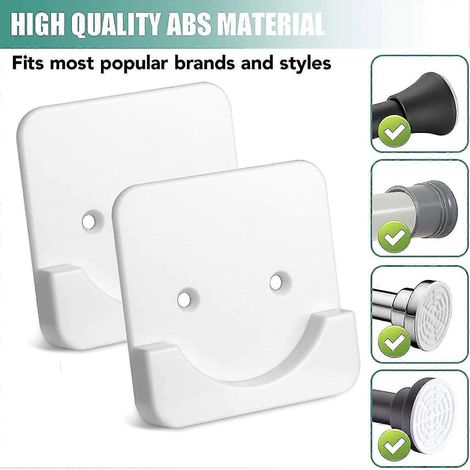 Support de fixation pour tringle à rideau de douche murale auto-adhésive (tringle à rideau de douche non incluse) (blanc) (1/2)