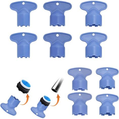 Set mit 10 blauen Strahlreglern M16,5/M18,5/M21,5/M22/M24 inklusive Filterschlüssel, Werkzeugfilter, Kunststoff für Strahlregler mit Verzahnung und Gewinde sowie Wasserhahnfilter für Badezimmer
