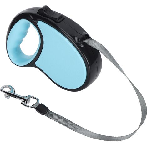 Laisse rétractable pour chien de 3/5 m avec poignée antidérapante pour chiens de petite et moyenne taille (bleue, 5 m/16,4 pi) (1/5)