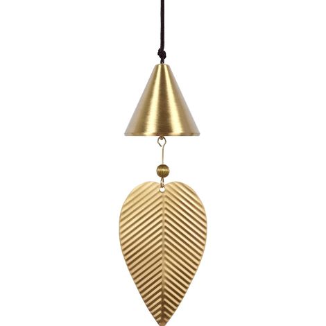 Carillon à vent en laiton de style vintage (orné de motifs à la feuille d'or) — Décoration suspendue pour allées, jardins, cours et patios (forme conique) (1/5)