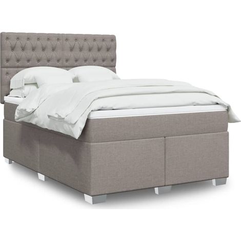 vidaXL Sommier à lattes de lit avec matelas Taupe 160x200 cm Tissu (1/5)