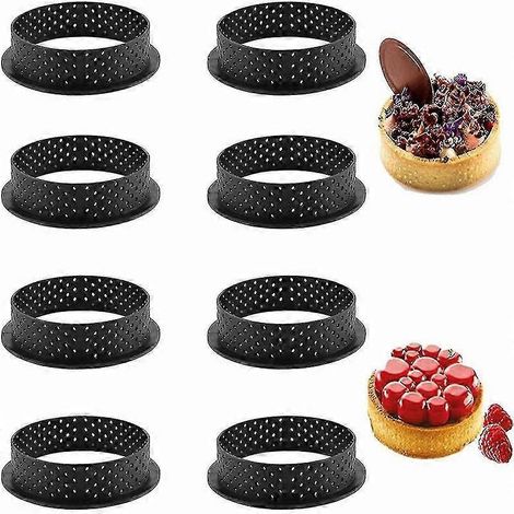 Lot de 8 cercles à tarte perforés, en acier inoxydable (1/5)