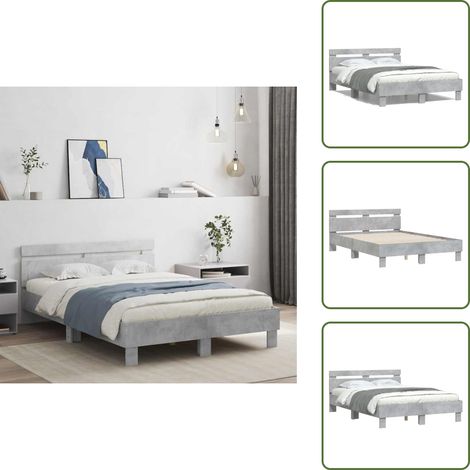The Living Store Cadre de lit sans matelas gris béton 120x200 cm - Cadre De Lit - Lit Double - Lit Gris - Lit Design - Literie