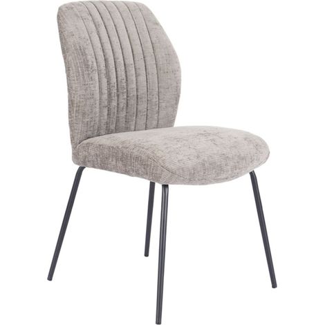 Home Heavenly® Pack 2 sillas comedor NALON, tapizadas con respaldo a rayas y patas negras, diseño moderno, 61x47x89 cm.  Color: Beige (1/5)