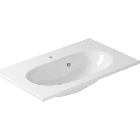 Lavabo Ergo sospeso/soprapiano cm. 75x45 bianco lucido di