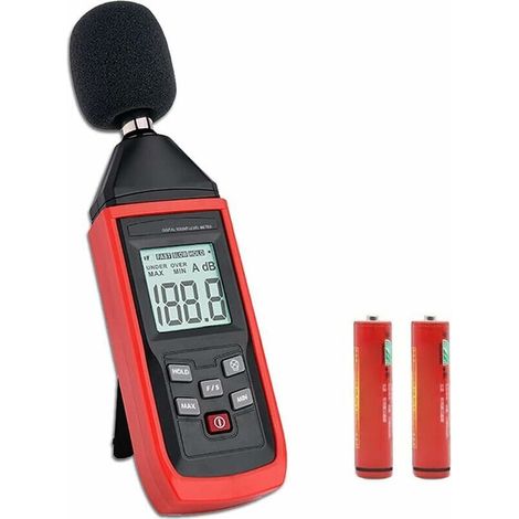 Medidor de decibelios, medidor digital de nivel de sonido de 30 a 130 dBA, medidor de ruido de audio con retroiluminación LCD, retención de fecha, máx./mín. (Baterías incluidas) - TA8151, de DEBUNS (1/5)